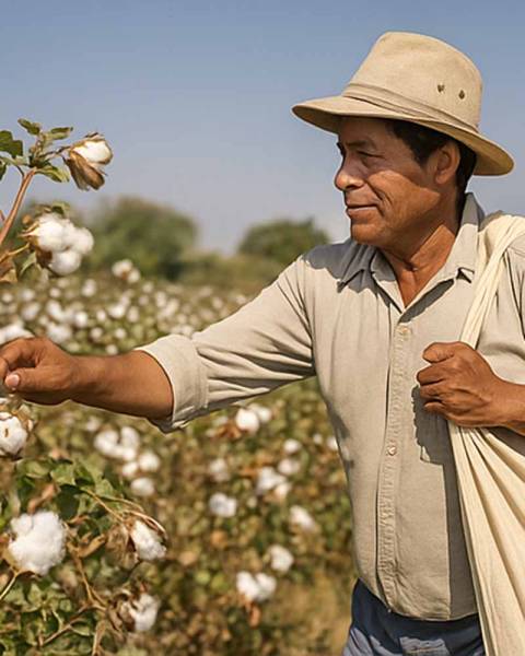Peruvian farmer Pima cotton