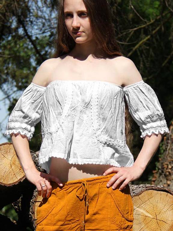 Boho shoulder cut top Gina