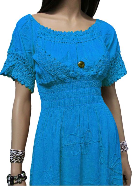 Country ethnic dress - One colour dresses - Summer clothes - La Mamita