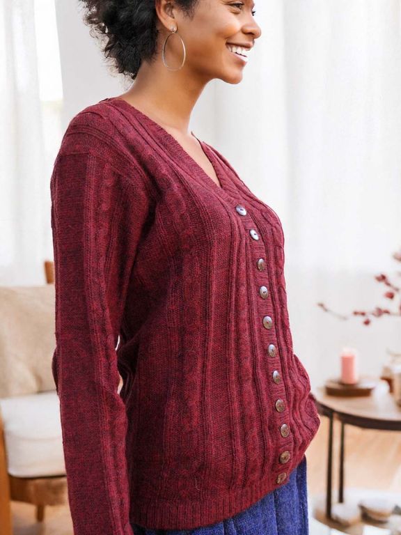 Cardigan donna rosso Aretha.